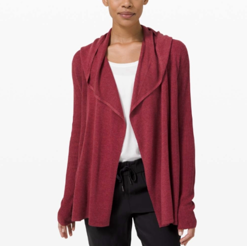 Lululemon Sundown Sweater Wrap Heathered Chianti medium size 8